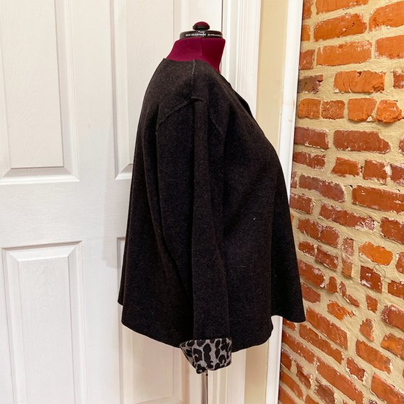 NWOT Jones New York Reversible Leopard Print & Black Wool Felt Jacket - Picture 4 of 11